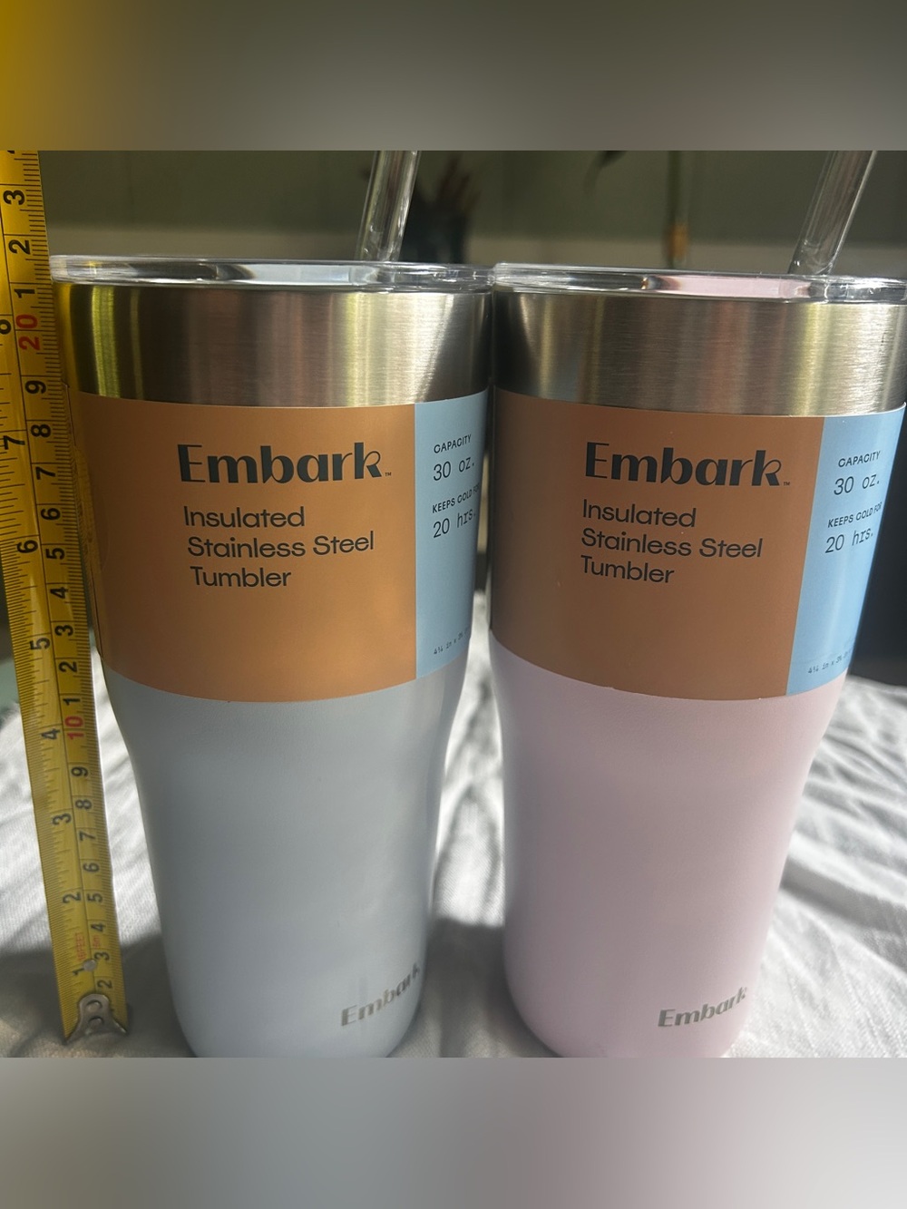 Embark Insulated Stainless Steel Tumbler - Pink and Light Gray